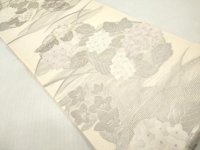 平和屋着物＊夏物　六通柄袋帯　紫陽花　アジサイ　桔梗　金銀糸　正絹　逸品　DABF0418ea