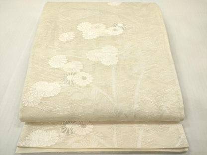 平和屋着物＊夏物　六通柄袋帯　菊　銀糸　正絹　逸品　DABF0421ea