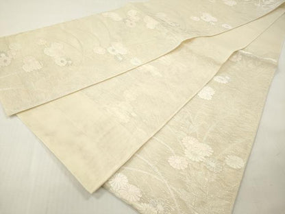 平和屋着物＊夏物　六通柄袋帯　菊　銀糸　正絹　逸品　DABF0421ea