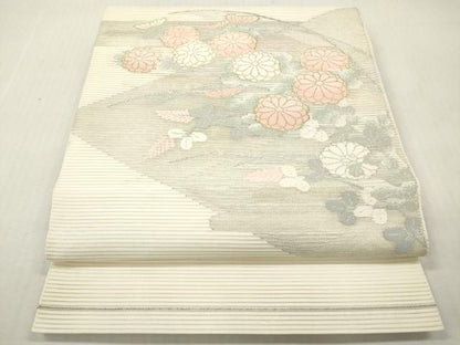 平和屋着物＊夏物　太鼓柄　本袋帯　絽綴れ　菊　萩　金銀糸　正絹　逸品　DABF0422ea