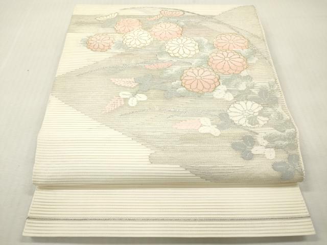 平和屋着物＊夏物　太鼓柄　本袋帯　絽綴れ　菊　萩　金銀糸　正絹　逸品　DABF0422ea
