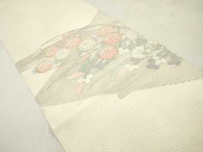 平和屋着物＊夏物　太鼓柄　本袋帯　絽綴れ　菊　萩　金銀糸　正絹　逸品　DABF0422ea