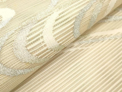 平和屋着物＊夏物　八寸名古屋帯　絽綴れ　立波文　銀糸　長尺　正絹　逸品　DABF0423ea