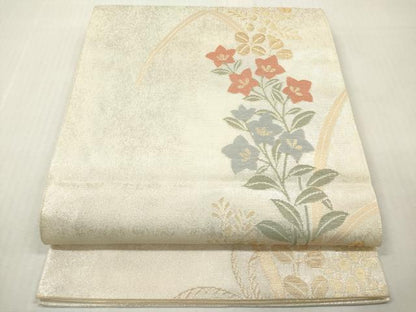 平和屋着物＊夏物　六通柄袋帯　桔梗　萩　金銀糸　正絹　逸品　DABF0424ea