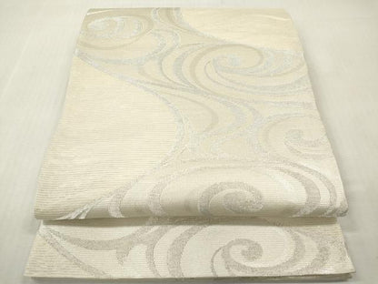 平和屋着物＊夏物　六通柄袋帯　玉すだれ　流水文　銀糸　正絹　逸品　DABF0428ea