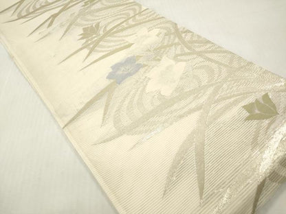 平和屋着物＊夏物　六通柄袋帯　流水桔梗文　金糸　正絹　逸品　DABF0434ea