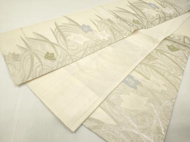 平和屋着物＊夏物　六通柄袋帯　流水桔梗文　金糸　正絹　逸品　DABF0434ea