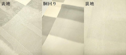 平和屋着物＊夏物　六通柄袋帯　変わり市松　秋草文　銀糸　正絹　逸品　DABF0435ea