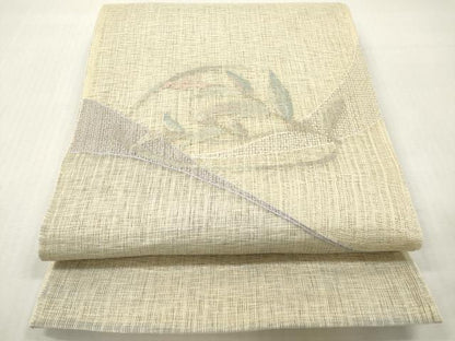 平和屋着物＊夏物　太鼓柄袋帯　櫛織　枝花文　正絹　逸品　DABF0436ea
