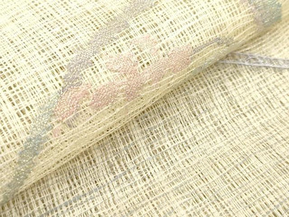 平和屋着物＊夏物　太鼓柄袋帯　櫛織　枝花文　正絹　逸品　DABF0436ea