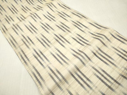 平和屋着物＊夏物　九寸開き名古屋帯　麻絣帯　絣間道　証紙付き　麻　正絹　逸品　DABF0449ea