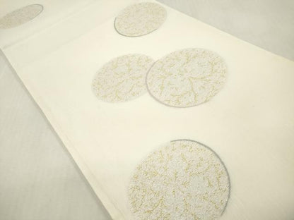 平和屋着物＊夏物　六通柄袋帯　櫛織　枝花丸文　金糸　正絹　逸品　DABF0451ea