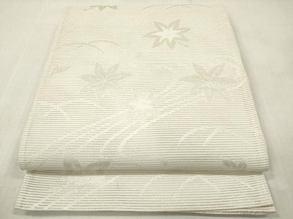 平和屋着物＊夏物　六通柄袋帯　流水芝楓文　生成り色　正絹　逸品　DABF0462ea