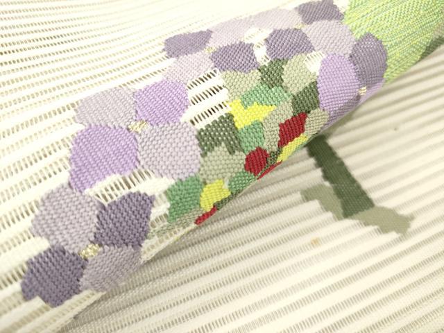 平和屋着物＊夏物　八寸名古屋帯　絽綴れ　紫陽花　アジサイ　蝸牛　カタツムリ　逸品　DABF0467ea