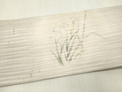 平和屋着物＊夏物　九寸名古屋帯　手描き　草花文　正絹　逸品　未使用　DABF0470ea