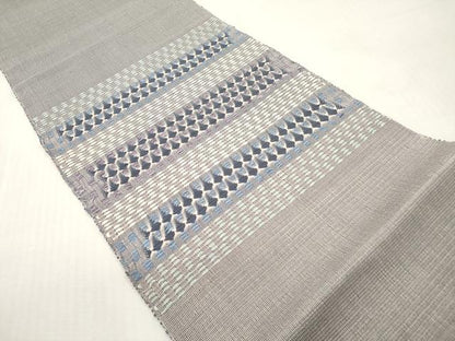 平和屋着物＊夏物　八寸名古屋帯　捩り織　横段文　長尺　正絹　逸品　未使用　DABF0472ea