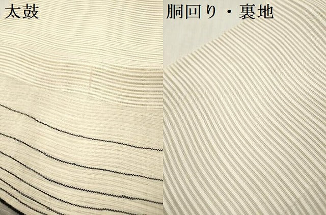 平和屋着物＊夏物　八寸名古屋帯　絽綴れ　横段花文　正絹　逸品　DABF0477ea