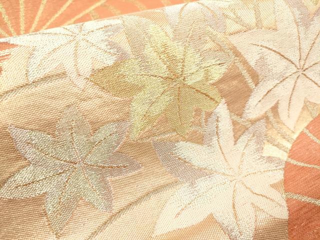 平和屋着物＊夏物　六通柄袋帯　扇面萩楓文　金銀糸　正絹　逸品　DABF0484ea
