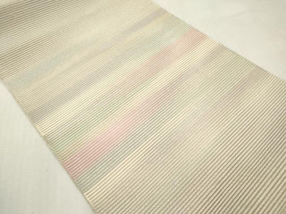 平和屋着物＊夏物　八寸名古屋帯　絽綴れ　霞文　銀糸　正絹　逸品　未使用　DABF0488ea