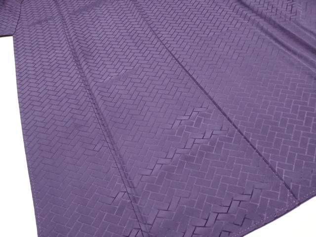平和屋着物■上質な色無地　桧垣地紋　深紫色　正絹　逸品　DABF0491ea