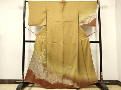 平和屋着物■中国三大刺繍　スワトウ刺繍　汕頭刺繍　訪問着　地紙花文　暈し染め　金銀彩　正絹　逸品　DABF0492ea