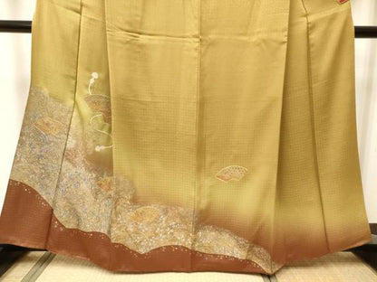 平和屋着物■中国三大刺繍　スワトウ刺繍　汕頭刺繍　訪問着　地紙花文　暈し染め　金銀彩　正絹　逸品　DABF0492ea