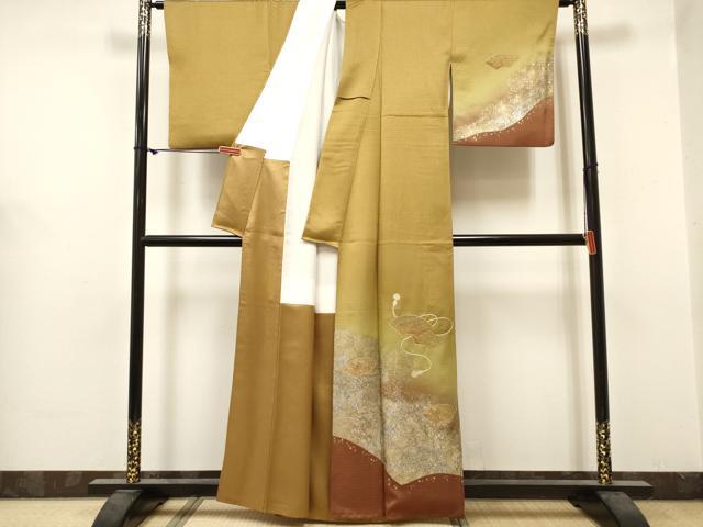 平和屋着物■中国三大刺繍　スワトウ刺繍　汕頭刺繍　訪問着　地紙花文　暈し染め　金銀彩　正絹　逸品　DABF0492ea