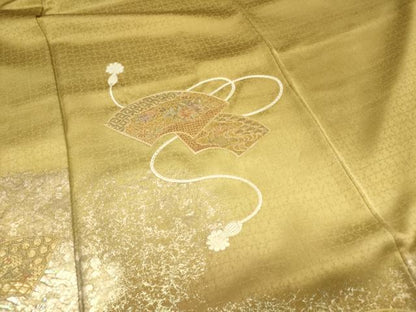 平和屋着物■中国三大刺繍　スワトウ刺繍　汕頭刺繍　訪問着　地紙花文　暈し染め　金銀彩　正絹　逸品　DABF0492ea