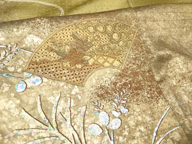 平和屋着物■中国三大刺繍　スワトウ刺繍　汕頭刺繍　訪問着　地紙花文　暈し染め　金銀彩　正絹　逸品　DABF0492ea