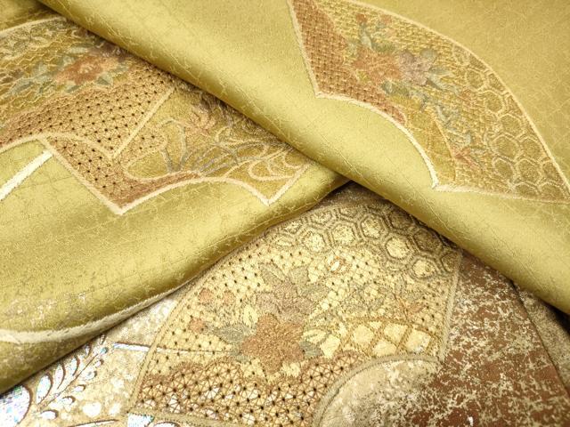 平和屋着物■中国三大刺繍　スワトウ刺繍　汕頭刺繍　訪問着　地紙花文　暈し染め　金銀彩　正絹　逸品　DABF0492ea