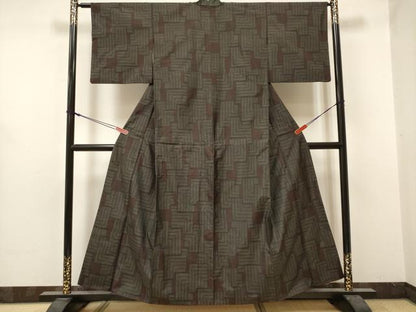 平和屋着物■本場大島紬　幾何学文様　やまと誂製　正絹　逸品　DABF0493ea