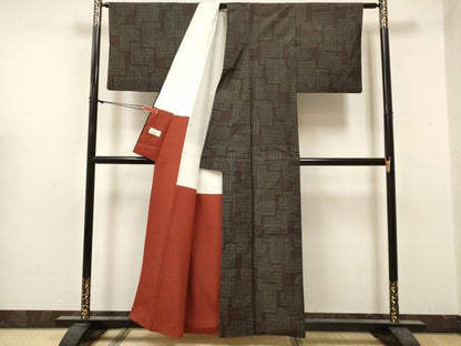 平和屋着物■本場大島紬　幾何学文様　やまと誂製　正絹　逸品　DABF0493ea