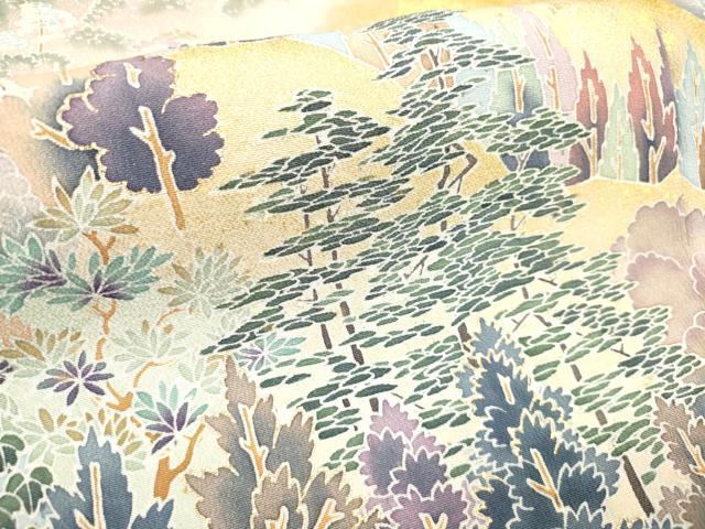 平和屋着物■豪華黒留袖　作家物　樹林風景文　暈し染め　金彩　正絹　逸品　DABF0497ea