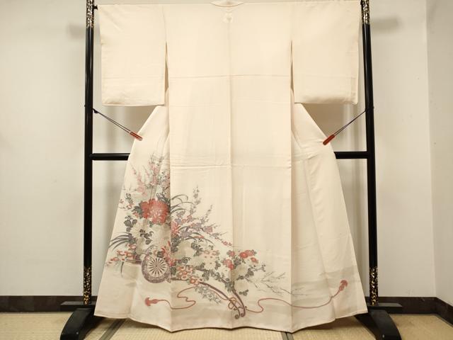 平和屋着物■豪華色留袖　寿光織　花車文　金銀糸　正絹　逸品　DABF0499ea