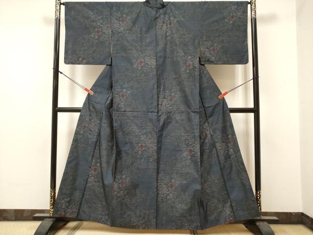 平和屋着物■本場大島紬　風景枝花文　正絹　逸品　DABF0500ea