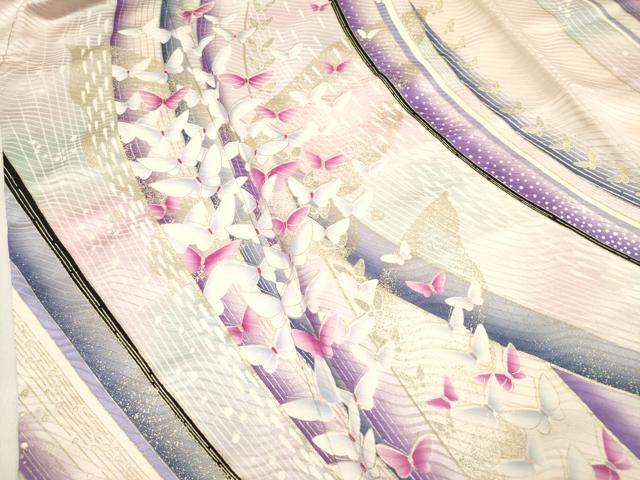 平和屋着物■豪華振袖　リチャード・クレイダーマン　孔雀舞蝶文　金彩　正絹　逸品　DABF0503ea