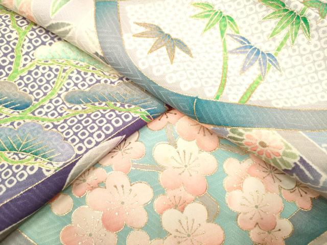 平和屋着物■豪華振袖　竹垣花蝶文　松竹梅　暈し染め　金彩　正絹　逸品　DABF0504ea