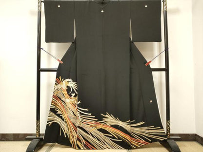 平和屋着物■豪華黒留袖　作家物　束ね熨斗　鳳凰　金彩　正絹　逸品　DABF0506ea