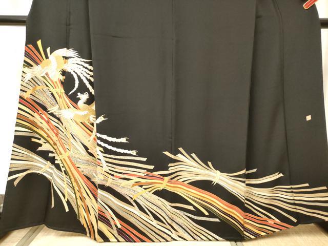 平和屋着物■豪華黒留袖　作家物　束ね熨斗　鳳凰　金彩　正絹　逸品　DABF0506ea