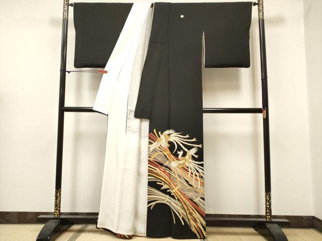 平和屋着物■豪華黒留袖　作家物　束ね熨斗　鳳凰　金彩　正絹　逸品　DABF0506ea