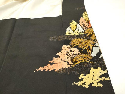 平和屋着物■豪華黒留袖　樹林風景文　金彩　正絹　逸品　DABF0507ea