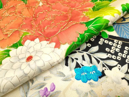 平和屋着物■豪華振袖　駒刺繍　花車飾花文　御簾　金彩　正絹　逸品　DABF0512ea