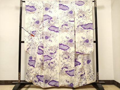 平和屋着物■豪華振袖　絞り　雲重ね花車文　金彩　正絹　逸品　DABF0516ea