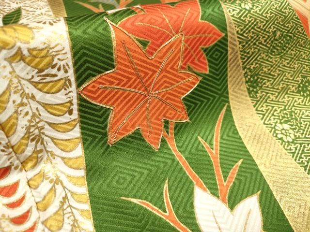 平和屋着物■豪華振袖　駒刺繍　吉祥花松文　金彩　正絹　逸品　DABF0517ea