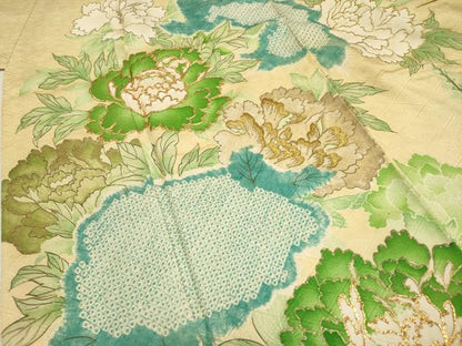 平和屋着物■豪華振袖　駒刺繍　絞り　牡丹桐花文　金彩　正絹　逸品　DABF0520ea