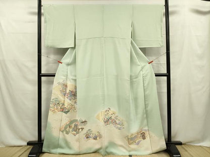 平和屋着物■豪華色留袖　寿光織　地紙人物文　暈し染め　金糸　正絹　逸品　DABF0525ya