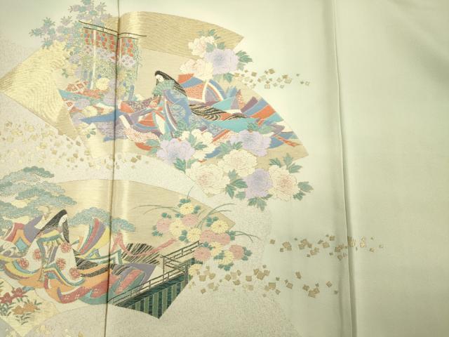 平和屋着物■豪華色留袖　寿光織　地紙人物文　暈し染め　金糸　正絹　逸品　DABF0525ya