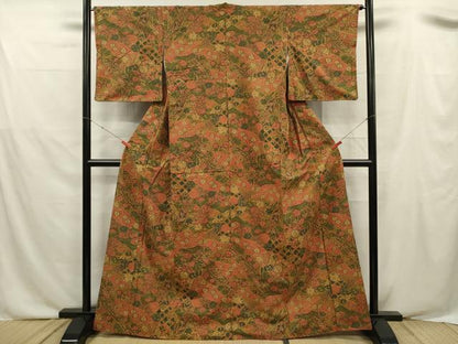 平和屋着物■上質な小紋　紬地　辻が花　正絹　逸品　DABF0527ya