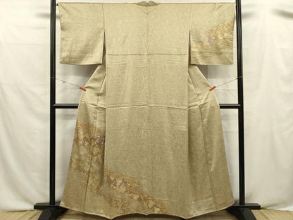 平和屋着物■訪問着　刺繍　草花文　金彩　正絹　逸品　DABF0530ya
