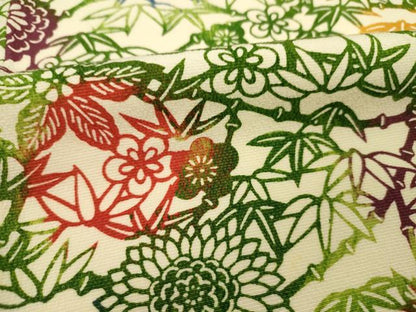 平和屋着物■上質な小紋 型染め 草花文 正絹 逸品 DABF0533ya